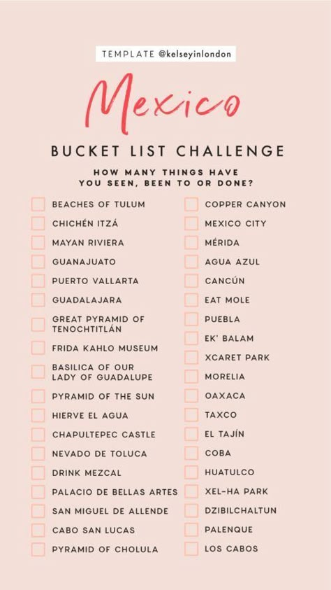 Mexico Bucket List, Wallpaper Travel, List Challenges, Travel Bucket Lists, Travel Mexico, Travel Checklist, Bucket List Destinations, Future Travel, Travel Instagram