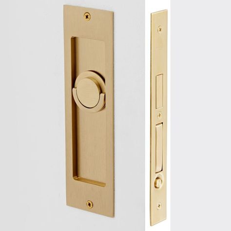 Add Style And Function To Your Pocket Door With This Beautifully Crafted Hardware Set. Bathroom Door Pocket, Maple Pocket Door, Solid Oak Pocket Door, Interior Door Handles Modern, Make A Pocket Door, Pocket Door Handles, Casement Window Hardware, Porch Accessories, Stair Hardware