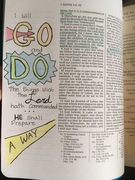 1st Nephi Journaling, 1 Nephi 3:7, Book Of Mormon Journaling Ideas 1 Nephi, Book Of Mormon Journaling 1 Nephi, 1 Nephi Journaling, Book Of Mormon Study Ideas, Book Of Mormon Journaling Ideas, Book Of Mormon Journaling, Scripture Study Journal