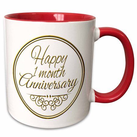 3dRose Happy 1 month Anniversary. gold text. 1st month together anniversaries - Two Tone Red Mug, 11-ounce, White Happy 9 Months Anniversary, 9 Month Anniversary, Happy One Month Anniversary, 48th Anniversary, 14th Anniversary Gifts, Happy One Month, 41st Anniversary, 15th Anniversary Gift, 60th Anniversary Gifts