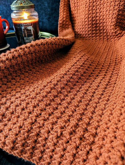 Pumpkin Spice Crochet Blanket Pattern - Beautiful Dawn Designs Even Moss Stitch, Chunky Crochet Blanket Pattern, Beautiful Dawn, Crochet Throw Pattern, Throw Blanket Pattern, Chunky Crochet Blanket, Crochet Blanket Pattern Easy, Fall Crochet Patterns, Fall Crochet