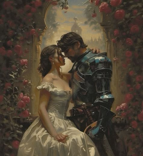 Knight And Princess, Medieval Romance, Fantasy Couples, Knight Art, Romance Art, Fantasy Book, Paintings I Love, Fantasy Aesthetic, Romantic Art