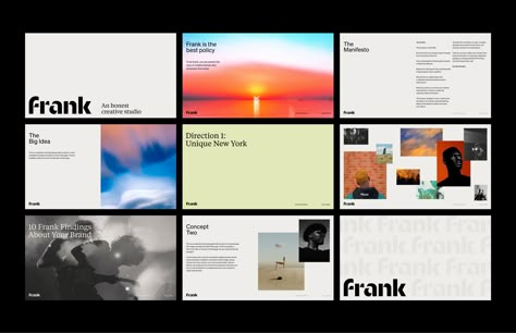 Frank :: Behance Pitch Design, Slideshow Design, Brand Guidelines Design, Pitch Presentation, Keynote Design, Deck Layout, Visuell Identitet, Presentation Slides Design, Visual Identity System