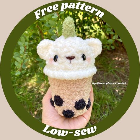 *free bear bubble tea pattern* • Its finally here - i made this pattern as a little gift for all the support🤍 its a very low-sew pattern… | Instagram Tea Crochet Pattern, Tea Crochet, Easy Crochet Amigurumi, Crochet Amigurumi Patterns, Crochet Tutorial Pattern, Easy Crochet Animals, Crochet Fairy, Quick Crochet Patterns, Crochet Animals Free Patterns