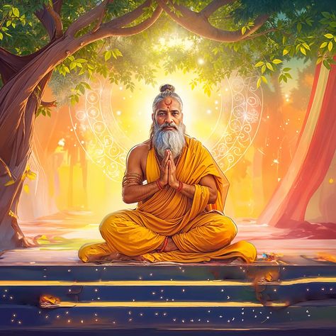 Happy Guru Purnima with attractive illustration Meditation Teacher, Happy Guru Purnima, Attractive Wallpapers, God Idols, Creative Branding Design, Saints Of India, Whatsapp Profile, Warriors Wallpaper, Epic Characters