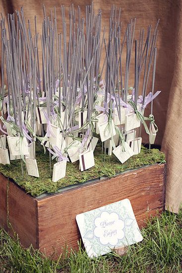 Wedding Decor Dressing up the sparklers — like placing them in a wooden box or tying them with ribbons — will create a beautiful display that will add a special element to the day. Photo by Nicole Haley Photography via Style Me Pretty Wedding Sparklers Display, Flower Booth, Diy Planning, Extra Wedding, Graduation Open House, Rustic Bride, Wedding Send Off, Wedding Sparklers, Booth Displays