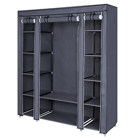 SONGMICS 59 Portable Clothes Closet Wardrobe Nonwoven Fabric Storage Organizer with Shelves Grey ULSF03G * Find out more about the great product at the image link #ClothingStorage Houses Layout, Organiser Son Dressing, Portable Wardrobe Closet, Closet Features, Closet Diy, Wardrobe Organizer, Amazing Closets, Portable Wardrobe, Pvc Projects