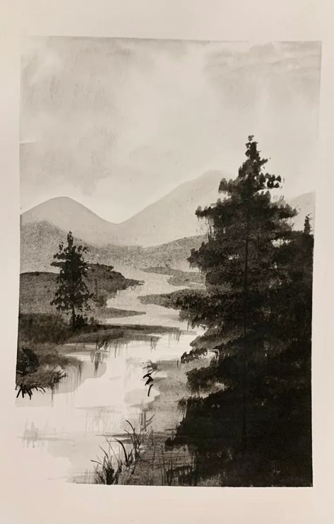 India Ink Landscape Art Lesson - THAT ART TEACHER Japanese Ink Landscape, Ink Wash Painting Landscape, Indian Ink Painting, Indian Ink Art Ideas, Ink Landscape Drawing, Landscape Perspective Drawing, India Ink Art Ideas, Landscape Ink Drawing, Coursework Art