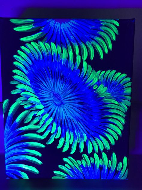 Neon Art Painting, Fluorescent Painting, Kokopelli Art, Coral Painting, Light Artwork, Jellyfish Painting, Glow Paint, Coral Art, Neon Painting