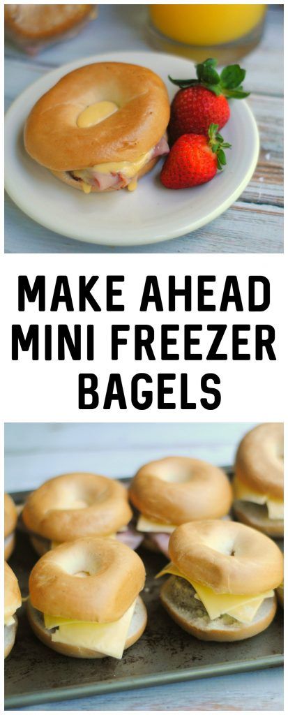 Need a homemade breakfast idea that you can make ahead and grab and go? This Easy Bagel Sandwich recipe is made with delicious toppings and can be frozen for on-the-go snacks or meals anytime! Make Ahead Snacks For Work, Mini Bagel Breakfast Sandwiches, Easy Make Ahead Sandwiches, Pre Made Breakfast Ideas, Mini Bagels Recipe, Bagel Sandwich Lunch, Easy Bagel, Freezable Breakfast, Mini Food Appetizers