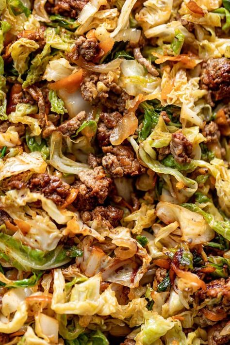 Easy Ground Beef Stir Fry - Cafe Delites Ground Beef Stir Fry, Cabbage Dishes, Stir Fry Sauce Easy, Minced Beef Recipes, Ground Beef And Cabbage, Beef Cabbage, Monthly Menu, Stir Fry Ingredients, Eggroll In A Bowl