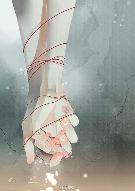 Desenhos Love, Red String Of Fate, Anime Hands, Red String, Wallpapers Iphone, Hand Art, Couple Art, الرسومات اللطيفة, Chinese Art