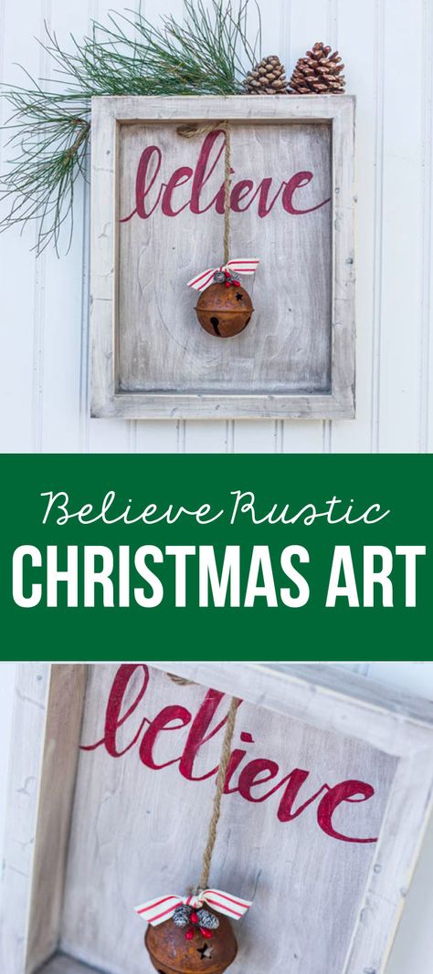 DIY Believe Sign to make for Christmas! www.thirtyhandmadedays.com Santa Claus Diy Decoration, Believe Signs For Christmas, Diy Believe Christmas Sign, Dollar Tree Christmas Signs Makeover, Santa’s Workshop Sign Diy, Christmas Barnwood Signs, Holiday Crafts Decorations, Believe Sign, Gifts 2023