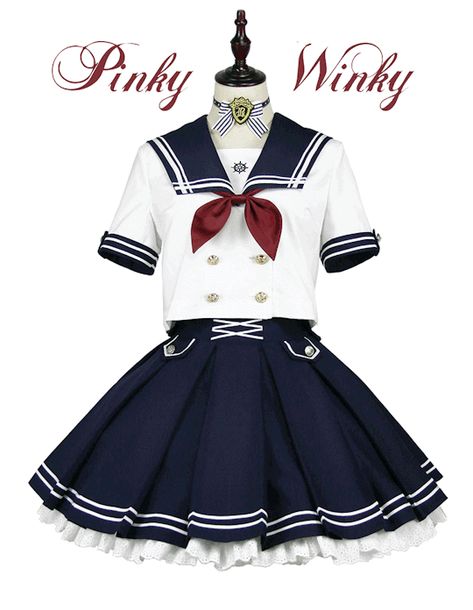 LolitaWardrobe.com Punk Style Outfits, Shopping Link, School Uniform Outfits, Sailor Dress, Kawaii Fashion Outfits, Japanese School, Kawaii Dress, Japanese Outfits, Sleeves Top