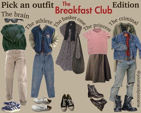 80s Breakfast Club Fashion, The Breakfast Club Inspired Outfits, The Breakfast Club Outfits Style, Breakfast Club Outfit Ideas, The Breakfast Club Halloween Costumes, Breakfast Club Aesthetic Outfits, Breakfast Club Inspired Outfits, 80s Movies Outfits, The Breakfast Club Outfits