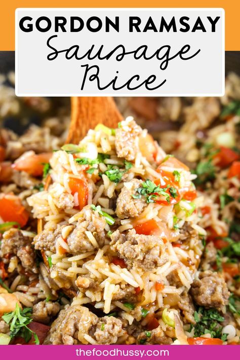 I guess Gordon might know what he's doing...because this Gordon Ramsay Sausage Rice is now in my regular rotation for dinner! It is a simple recipe - loaded with sausage, peppers, onions, rice & more! The layers of flavors were perfect in this easy midweek meal! Johnsonville Sausage Recipes, Sweet Italian Sausage Recipes, Cheesy Sausage Pasta, Sausage And Rice Casserole, Sausage Peppers Onions, Sausage Peppers And Onions, Sausage Recipes For Dinner, Wild Rice Recipes, Sausage Rice