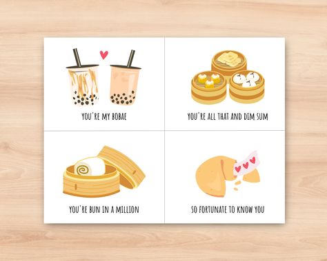 Asian Food Pun Card Printable, You're My Bobae, Bun in a Million, Dim Sum Punny Postcard, Cute Food Pun Best Friend Friendship Couple Card Pun Cards For Best Friends, Friendship Couple, Pun Cards, Bead Templates, Best Friend And Lover, Food Pun, Cute Puns, Pun Card, Food Puns