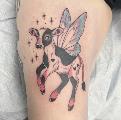 Vancouver Tattoo, Cow Tattoo, Hippie Tattoo, 3 Tattoo, Cottagecore Art, Kawaii Tattoo, Cute Little Tattoos, Fairy Tattoo, Calf Tattoo