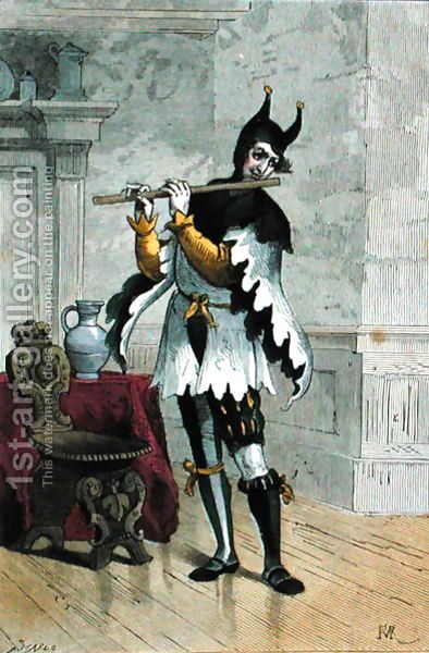 (ENTERTAINMENT) In the 16th century, Jesters were a very popular form of entertainment, particularly in the Royal Courts. Above is a picture of what a jester might have looked like back then. King James I of England employed a jester named Archibald Armstrong. Jesters would sing, tell jokes and riddles, juggle, perform magic tricks, and tell stories to entertain the court.  Jesters in the 16th century are inexorably tied to William Shakespeare as he used jesters and fools in many of his play... Medieval Jester, The Jester, Jester Costume, Pierrot Clown, Court Jester, Medieval Art, Dnd Characters, 16th Century, On Display