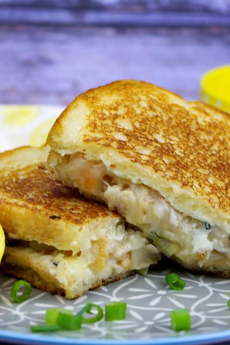 Crabby Grilled Cheese Sandwich Shrimp And Crab Salad, Crab Salad Sandwich, Sauteed Scallops, King Crab Legs, Sauteed Shrimp, Crab Salad, Grilled Cheese Recipes, Grilled Sandwich, Grilled Shrimp