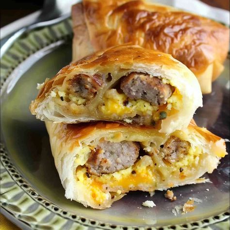 How to Make Sausage, Egg and Cheese Breakfast Roll-Ups Loaded Deviled Eggs, Hamburger Rice Casserole, Hamburger Rice, Breakfast Roll, Make Sausage, Cheese Breakfast, Breakfast Rolls, Brunch Food, Egg And Cheese