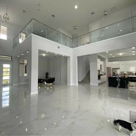 Dream House Inside, Modern House Inside, House Inside Design, White Home Aesthetic, Modern Mansion Interior, Luxury Mansions Interior, Two Story House Design, Marble Floors, Dream Life House