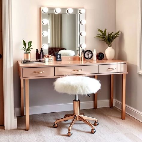 25 Makeup Room Ideas for A Glamorous Setup Makeup Desk Aesthetic, Makeup Room Ideas, Chic Organization, Makeup Area, Stylish Makeup, Makeup Rooms, Makeup Room, Girl's Room, Room Ideas