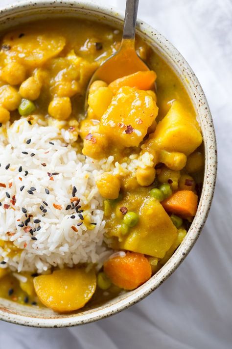 Vegan Japanese Curry made in Instant Pot Pressure cooker. Flavorful, Comforting, Vegetable Rich Curry for Weekday Dinner. Saucepan Option. #Vegan, #veganricha #glutenfree, #nutfree #Recipe. Can be #soyfree | VeganRicha.com Vegan Japanese Curry, Vegan Japanese, Chard Recipes, Vegan Richa, Weekday Dinner, Japanese Curry, Vegan Asian, Japanese Dishes, Instant Pot Pressure Cooker