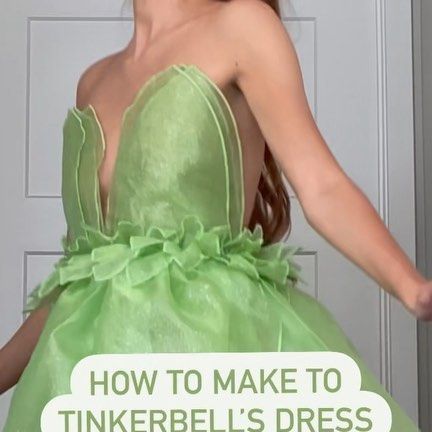 Tinker Bell Costume Diy, Adult Costumes Diy, Tinker Bell Cosplay, Bell Costume, Tinkerbell Dress, Tinkerbell Costume, Tinker Bell Costume, Fabric Leaves, Costume Diy