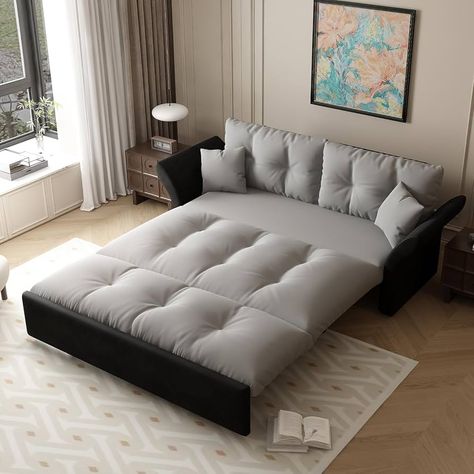 Amazon.com: 74.8" Queen Size Futon Sofa Bed, Sofa Cama Queen Size Small Space Sleeper Sofa Couch with Pullout Bed, 3 in 1 Velvet Futons Convertible Sofa Bed for Living Room Apartment, Beige : Home & Kitchen Small Space Sleeper Sofa, Couch Velvet, Queen Size Sofa Bed, Sofa Bed Queen, Loveseat Couch, Cama Queen Size, Grey Sofas, Loveseat Recliners, Beds With Storage