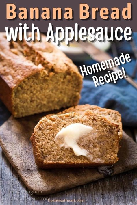 Nana Bread Recipes, Bread With Applesauce, Low Sugar Banana Bread, Low Fat Banana Bread, Recipe Using Applesauce, Banana Bread With Applesauce, Banana Bread Recipe Easy Moist, Baking With Applesauce, Beer Bread Easy