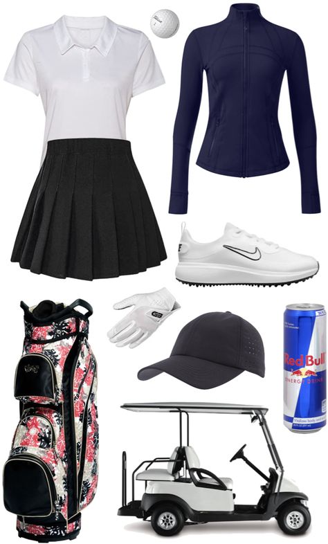 Golf Outfit outfit ideas | Golf Fits, Cute Golf Outfit, Cute Golf, Golf Preppy, Golf Attire Women, Lululemon Define Jacket, Golf Attire, Golf Gloves, Rich Women