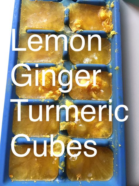 Lemon Ginger Turmeric Ice Cubes – White Rabbit's Quest Turmeric Ice Cubes, Hot Water In The Morning, Lemon Ginger Turmeric, Ginger Tumeric, Lemon Ice Cubes, Ginger Shot Recipe, Lemon Shots, Ginger Lemon Tea, Turmeric Drink