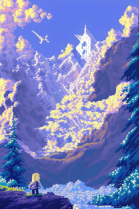 Pixel Sky, Playlists Cover, Pickle Art, Love Pixel, Pixelated Art, Pixel Planet, Blue Moodboard, Gaming Background, Pixel Art Landscape