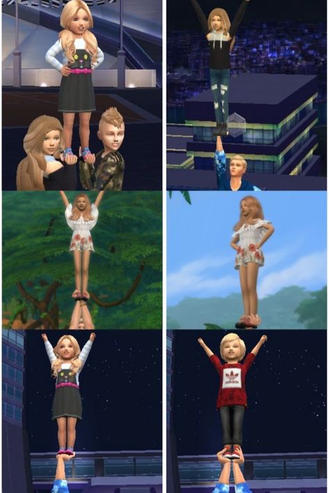 Sims 4 Cheerleader Pose, Sims 4 Cheerleader Cc, Sims 4 Gymnastics, Ts4 Kids Cc, Ts4 Toddler Cc, Sims 4 Baby Clothes, Sims 4 Pose Packs, Ts4 Kids, Cheerleading Stunts