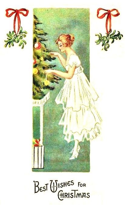 Art deco woman at Christmas Wishes For Christmas, Vintage Holiday Cards, Christmas Ephemera, Vintage Christmas Images, Christmas Graphics, Old Christmas, Old Fashioned Christmas, Christmas Scenes, Victorian Christmas