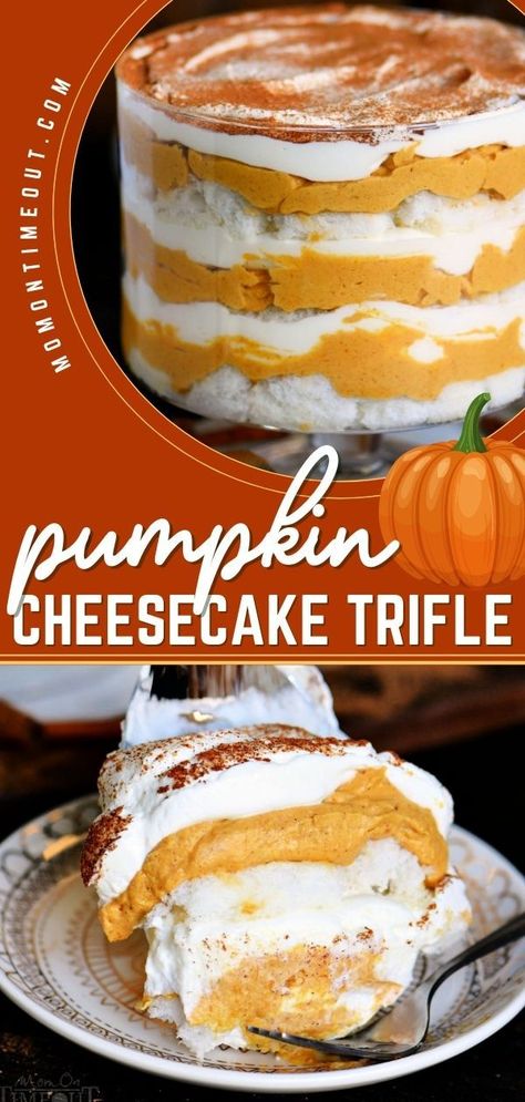 Pumpkin Cheesecake Trifle Pumpkin Cheesecake Trifle, Cheesecake Whipped Cream, Trifle Cups, Bowl Desserts, Trifle Bowl Recipes, Pumpkin Trifle, Trifle Dessert Recipes, Weight Watcher Desserts, Cheesecake Trifle