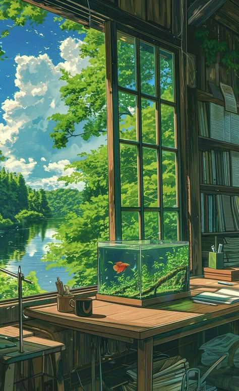 Ghibli Artwork Landscape, Ghibli Landscape Wallpaper, Ghibli Aesthetic Scenery, Japanese Scenery Art, Ghibli Notion, Icons Black Background, Pink Gif, Ghibli Background, Studio Ghibli Background