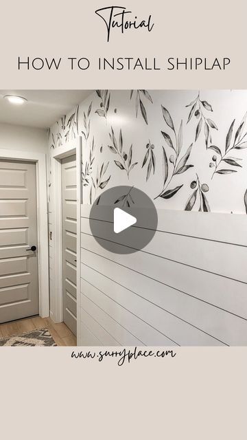 Hannah Joyce | Home Design & DIY on Instagram: "It’s easier than you think! Comment “shiplap” to get the full step by step tutorial! 

You can find the material links by clicking on “shop my posts” in my bio, or go to my @shop.ltk page at https://www.shopltk.com/explore/surryplace.
.
.
.
#diytutorial #shiplap #shiplapwalls #shiplapinstall #shiplapaccentwall #shiplapwall #shiplaplove #diyaccentwall #accentwall #accentwalls #accentwallideas #featurewall" How To Do A Shiplap Wall Easy Diy, Shiplap 3/4 Wall, How To Install Shiplap, How To Install Shiplap Over Drywall, Diy Shiplap Wall, Virtical Shiplap Wallpaper, Installing Shiplap, Shiplap Wall Diy, Shiplap Accent Wall