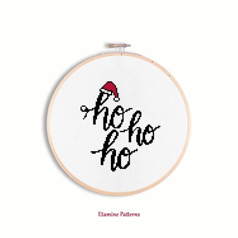 Ho Ho Ho Cross Stitch Pdf Pattern, Modern Counted Cross Stitch, Hoop Embroidery Art, Christmas Decor Cross Stitch Patterns, Easy Xstitch Cross Stitch Merry Christmas Words, Cross Stitch Christmas Door Hanger, Merry Christmas Cross Stitch Lettering, Finish Cross Stitch Hoop, Cross Stitch Hoop Ornaments, Elephant Cross Stitch, Tiny Elephant, Holiday Cross Stitch, Cross Stitch Cards