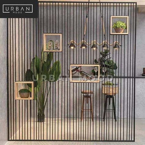 Modern Contemporary Minimalist, Interior Themes, Industrial Room, Painted Living Room Furniture, Bedroom Decoration Ideas, Modern Room Divider, Living Room Divider, Diy Room Divider, Living Room Partition