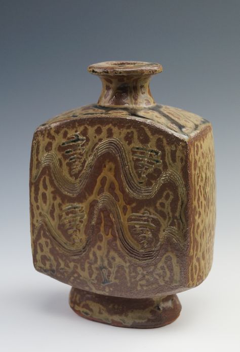 Bernard Leach - Bottle Vase Berber Pottery, Bernard Leach Pottery, Bernard Leach, Slab Vase, Shoji Hamada, Ceramic Bottles, Clay Vessels, Bernard Tschumi Architecture, Relief Design