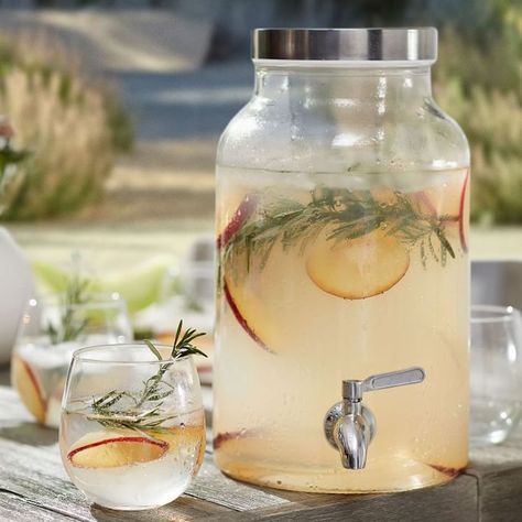 10 Easy Pieces: Summer Drinks Dispensers (from High to Low) - Remodelista Drink Dispenser Recipes, Acrylic Glassware, Drink Poster, Glass Dispenser, Tropical Drink, Drink Wine, Bbq Tools, Wood Planters, Bar Glassware