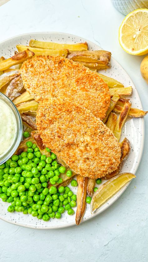 Vegan Fish and Chips (oil free) - That Vegan Babe Air Fried Fish And Chips, Fried Fish And Chips, Vegan Fish And Chips, Breaded Tofu, Air Fried Fish, Vegan Oil Free, Fish N Chips Recipe, Vegan Ground Beef, Healthy Vegan Dinner Recipes