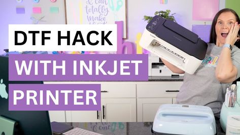 Direct to film (DTF) Hack With the Inkjet Printer - NEW Dtf With Inkjet Printer, Diy Dtf Transfer, Direct To Film Transfer, Dft Printing Designs, How To Make Dtf Transfers, Dtf Sublimation Hack, Dtf Hack, Dft Printing, Cricut Dtf