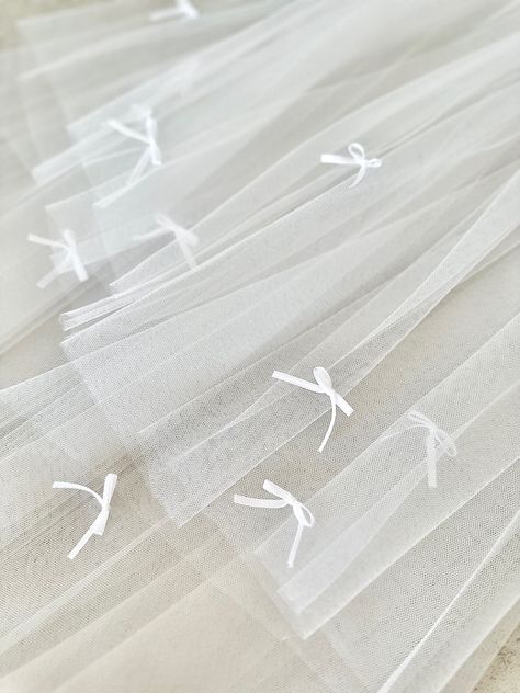 EVIE Bow Wedding Veil, Wedding Veil With Blusher, Wedding Veil Embroider Words, Bow Wedding Veil, Fun Veil, Ribbon Veil, Bridal Shower Veil, Embellished Veil, Fingertip Wedding Veils, Wedding Veils Short, Short Veil