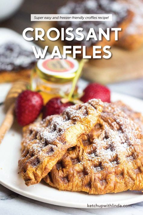 Do you like croissants? Do you like waffles? Then you need these easy croissant waffles. This croissant sandwich takes leftover croissants 10 times better. Plus, they’re freezer-friendly, too! Croissant Waffle Recipe, Unique Waffle Recipes, Leftover Croissants, Do You Like Waffles, Pancake Syrup Recipe, Croissant Sandwich, Waffle Maker Recipes, Croissant Breakfast, Croissant Recipe