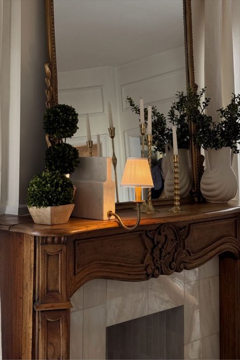 Preserved Boxwood Topiary curated on LTK Preserved Boxwood Topiary, Fireplace And Mantle, Inspirational Homes, Preserved Boxwood, Boxwood Topiary, London Flat, Topiaries, Mantle Decor, Fireplace