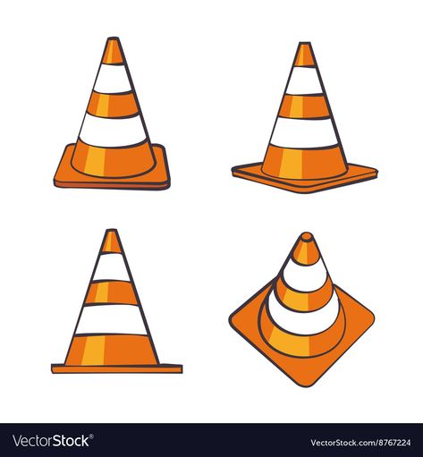 Traffic Cone Painting Ideas Aesthetic, Traffic Cone Drawing, Traffic Cone Art, Cone Drawing, Cone Illustration, Personal Drawings, Danger High Voltage, Danger Danger, Color Cartoon