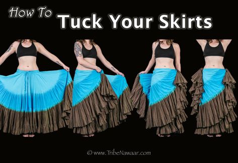 Get a variety of looks from one skirt-Learn how to recreate the HitchHiker, Bustle, Moulin, Mullet & More! #bellydanceskirt #skirttucking #tutu #ats #howto #bellydance #bellydancecostume Steampunk Belly Dance Costume, Belly Dancing Skirt, Belly Dance Costumes Diy, Belly Dance Lessons, Belly Dance Skirt, Fair Outfits, Belly Dance Outfit, Jazz Dance Costumes, Belly Dance Costume